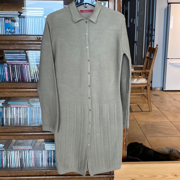 Vintage Merino Wool Cardigan DEKKER Long Size Small - Picture 1 of 10